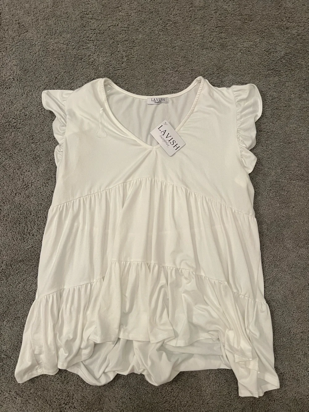 Lavish White Ruffled Top - Picture 1 of 3